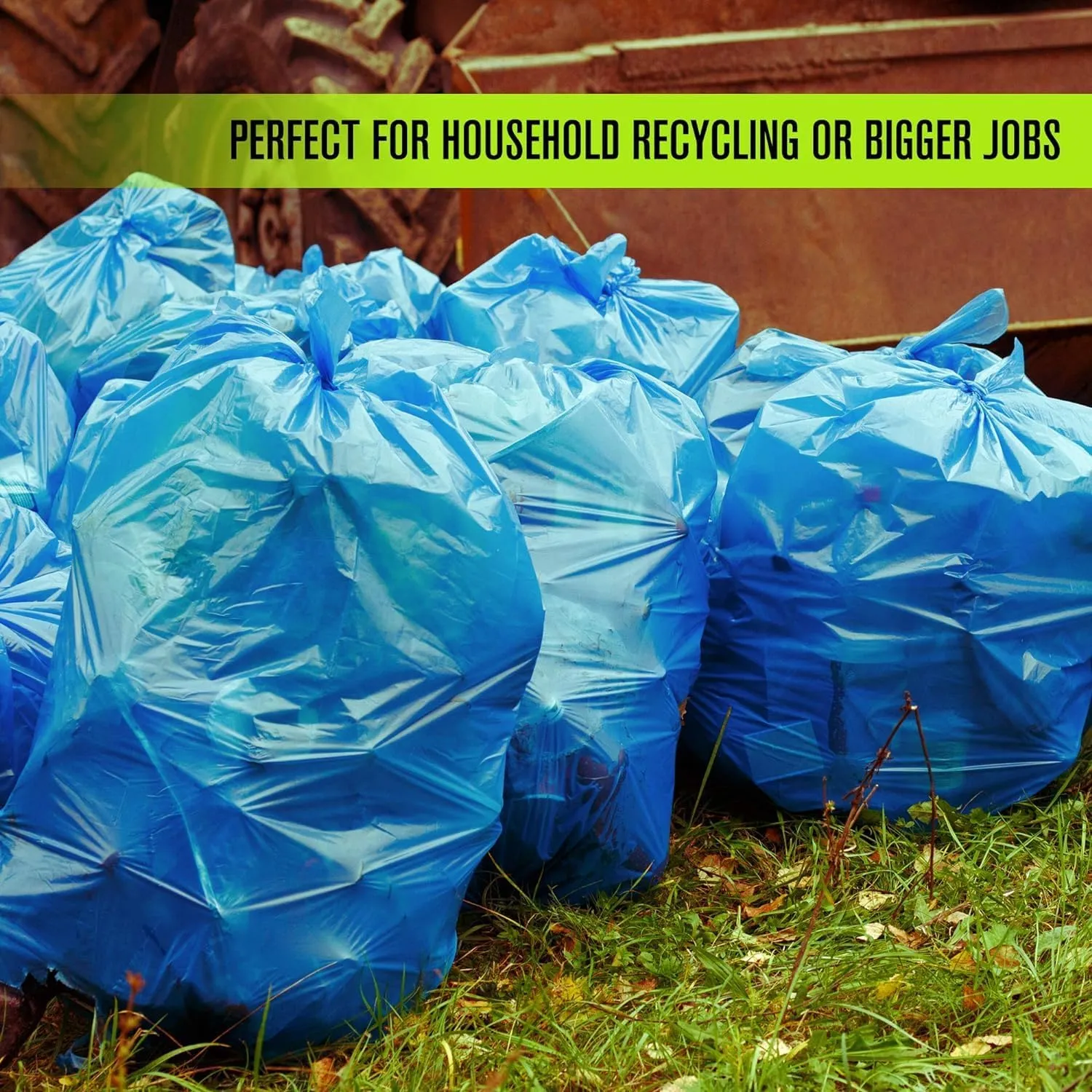 Aluf Plastics 40-45 Gallon 1.2 (Equivalent) MIL Blue Trash Garbage Recycling Bags - 33" x 46" - Pack of 100 - For Industrial, Home, Contractor
