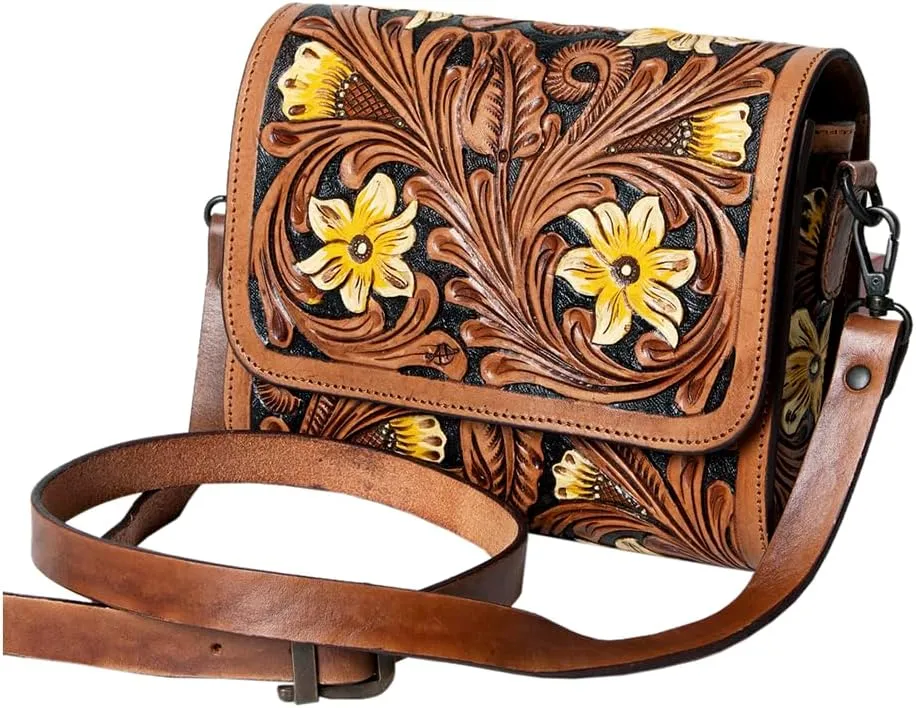 American Darling Hand Tooled Genuine Leather Women Bag Western Handbag Purse