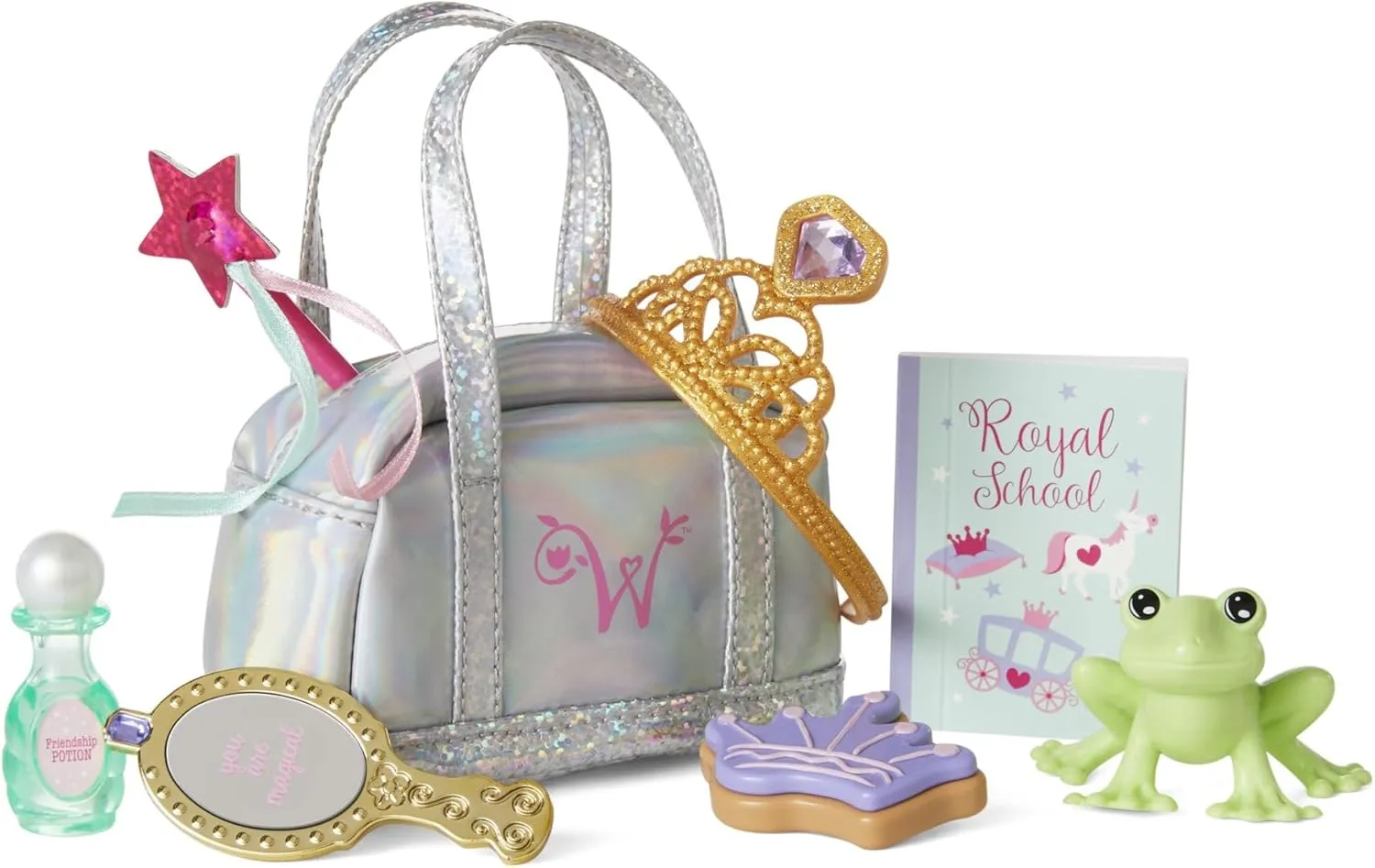 American Girl WellieWishers 14.5-inch Doll Ready to Be Royal Accessories with Bag, Hand Mirror, and Tiara, For Ages 4 