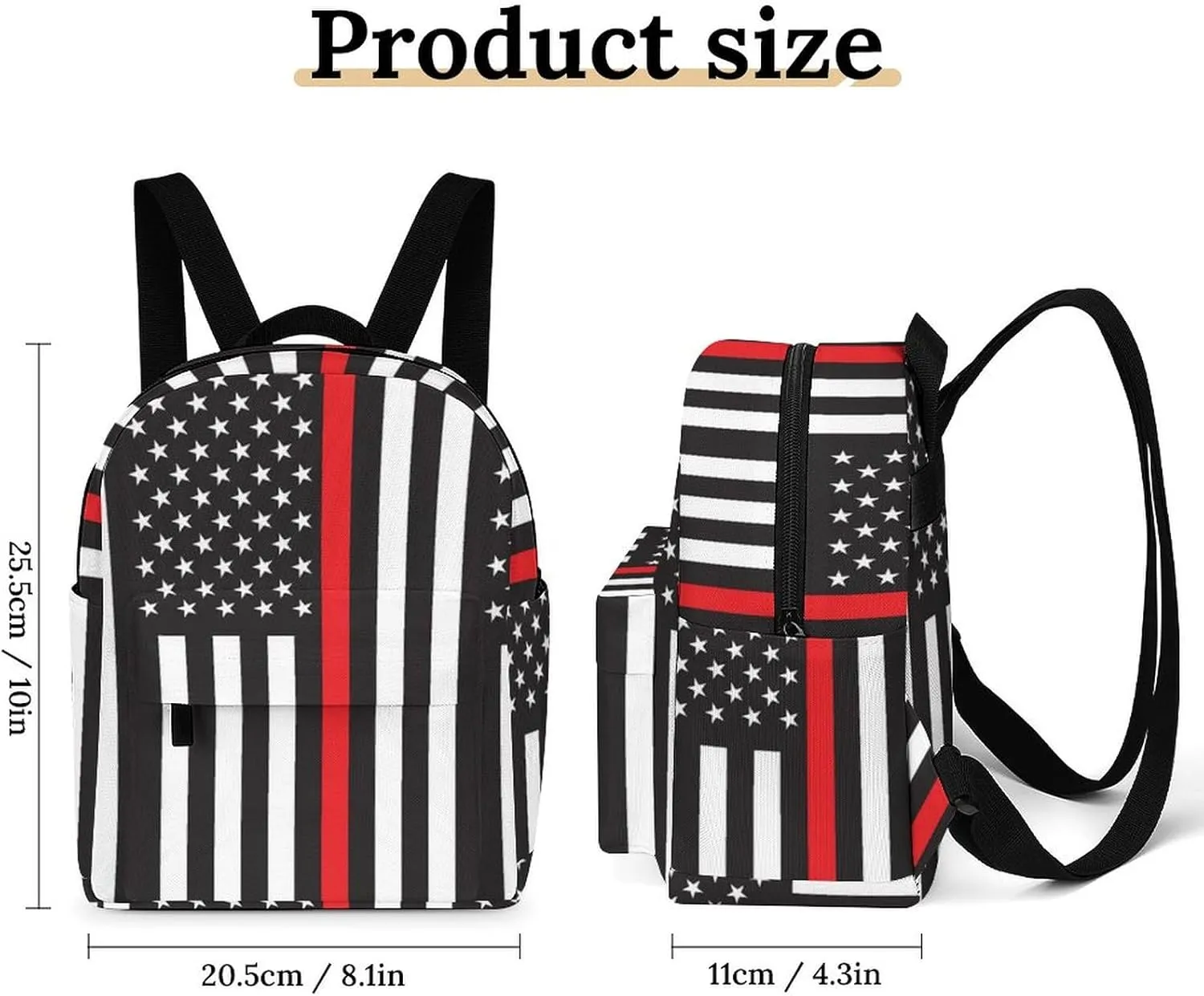 American Thin Red Line Flag Pattern (3) Backpack Purse for Women Casual Shoulder Bag With Adjustable Strap