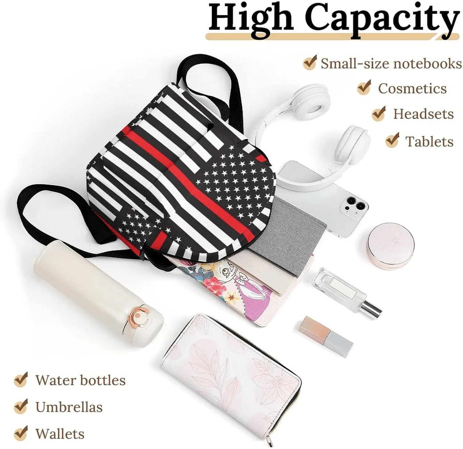American Thin Red Line Flag Pattern (3) Backpack Purse for Women Casual Shoulder Bag With Adjustable Strap