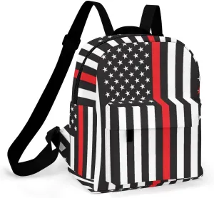 American Thin Red Line Flag Pattern (3) Backpack Purse for Women Casual Shoulder Bag With Adjustable Strap