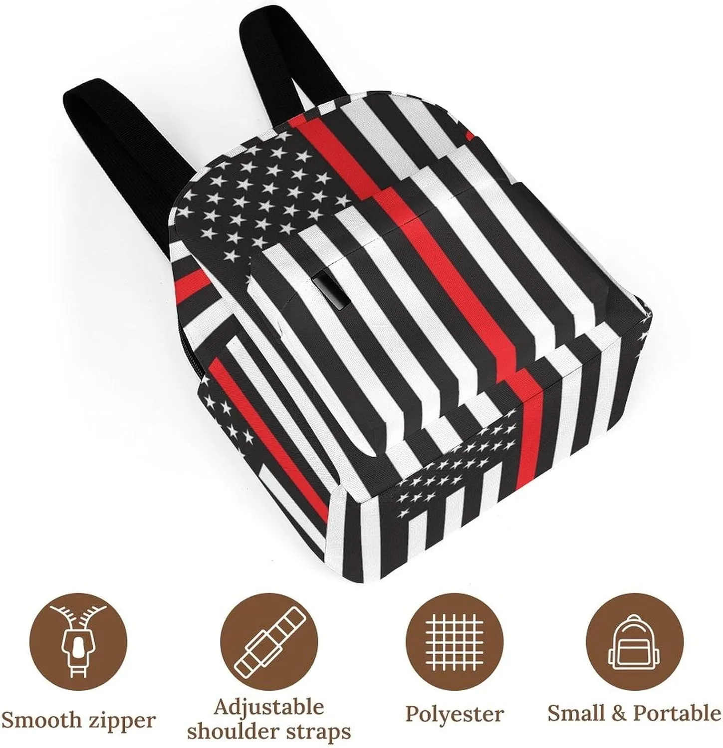 American Thin Red Line Flag Pattern (3) Backpack Purse for Women Casual Shoulder Bag With Adjustable Strap
