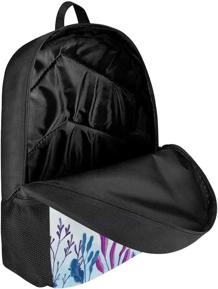 AmzPrint Butterfly Fish 17 Inch Black Shoulder Lightweight Book Bags Coral Cartoon Print Kids Backpack Boys Girls