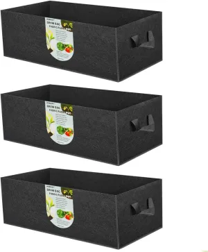 ANGELIOX 3-Pack Grow Bags, 10 Gallon Heavy Duty 300G Thickened Nonwoven Fabric Raised Garden Bed Square Flower Planter Containers for Carrot Onion,Flowers,Fruit/Growing Pots with Handles(60x30x20cm)