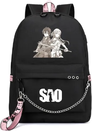 Anime Sword Art Online Backpack School Bag Kirigaya Kazuto Kirito Daypack Student Bag with USB Port 3