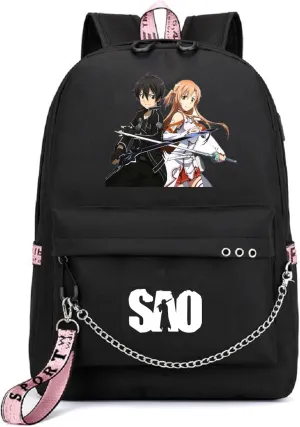 Anime Sword Art Online Backpack School Bag Kirigaya Kazuto Kirito Daypack Student Bag with USB Port 4
