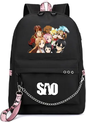 Anime Sword Art Online Backpack School Bag Kirigaya Kazuto Kirito Daypack Student Bag with USB Port 6