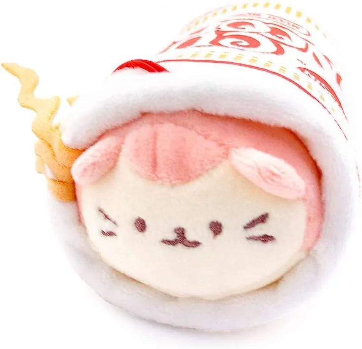 Anirollz Stuffed Animal Plush Toy - Official Nissin Cup Noodle Roll Blanket Outfitz Doll |Soft, Squishy, Warm, Cute, Comfort, Safe| Pillow with Kitty - Birthday Decorations Gift Set 3" & 6" Kittiroll