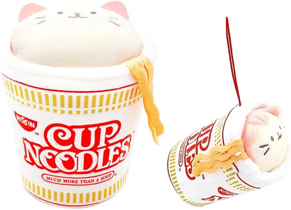 Anirollz Stuffed Animal Plush Toy - Official Nissin Cup Noodle Roll Blanket Outfitz Doll |Soft, Squishy, Warm, Cute, Comfort, Safe| Pillow with Kitty - Birthday Decorations Gift Set 3" & 6" Kittiroll