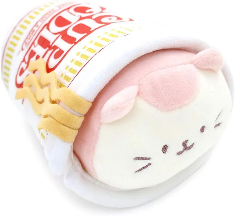 Anirollz Stuffed Animal Plush Toy - Official Nissin Cup Noodle Roll Blanket Outfitz Doll |Soft, Squishy, Warm, Cute, Comfort, Safe| Pillow with Kitty - Birthday Decorations Gift Set 3" & 6" Kittiroll
