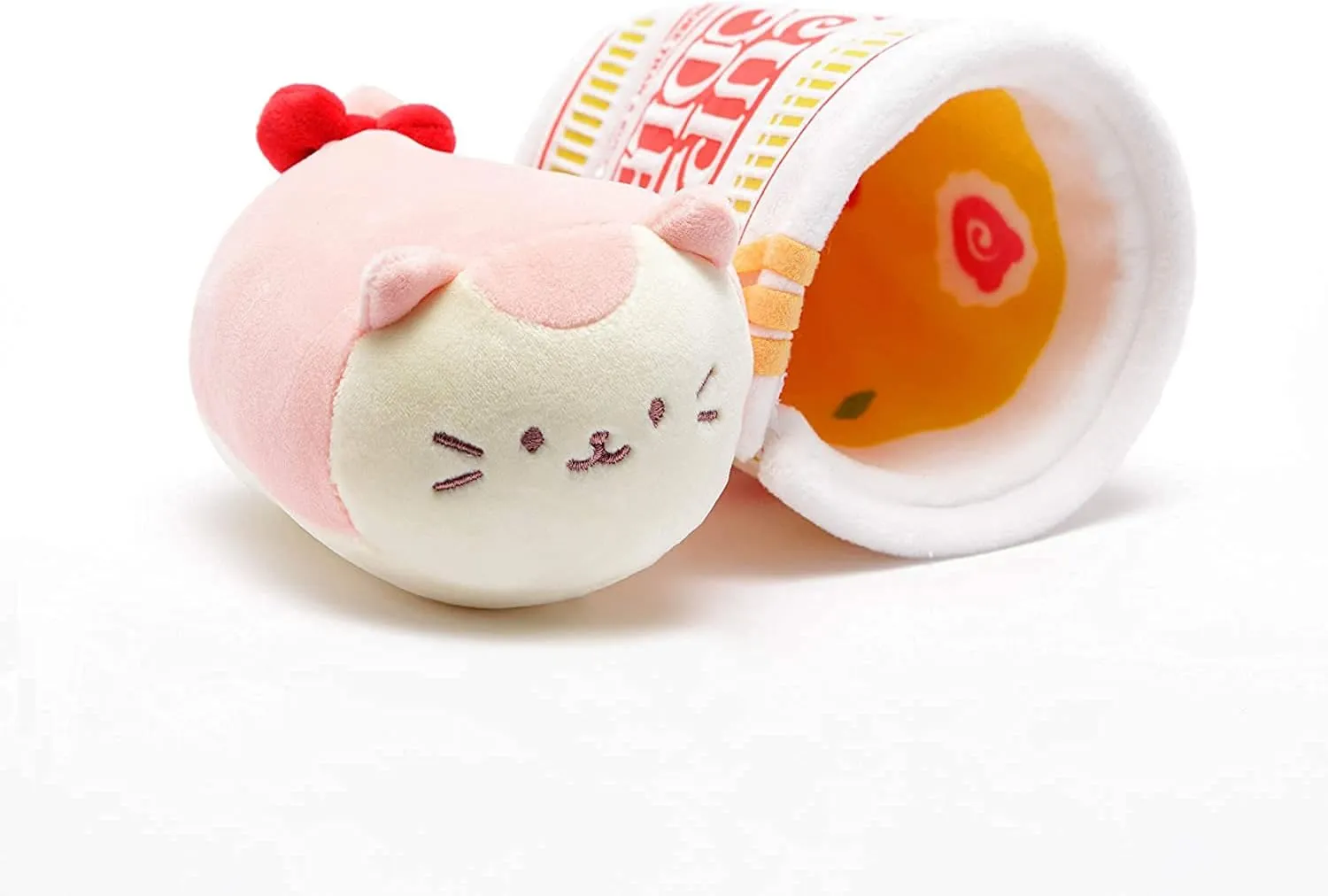 Anirollz Stuffed Animal Plush Toy - Official Nissin Cup Noodle Roll Blanket Outfitz Doll |Soft, Squishy, Warm, Cute, Comfort, Safe| Pillow with Kitty - Birthday Decorations Gift Set 3" & 6" Kittiroll