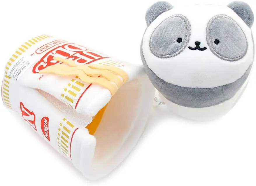 Anirollz Stuffed Animal Plush Toy - Official Nissin Cup Noodle Roll Blanket Outfitz Doll |Soft, Squishy, Warm, Cute, Comfort, Safe| Pillow with Panda - Birthday Decorations Gift Set 3" & 6" Pandaroll