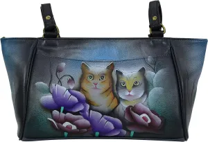 Anna by Anuschka Women's Leather Small Tote Handbag, Hand-Painted Original Artwork