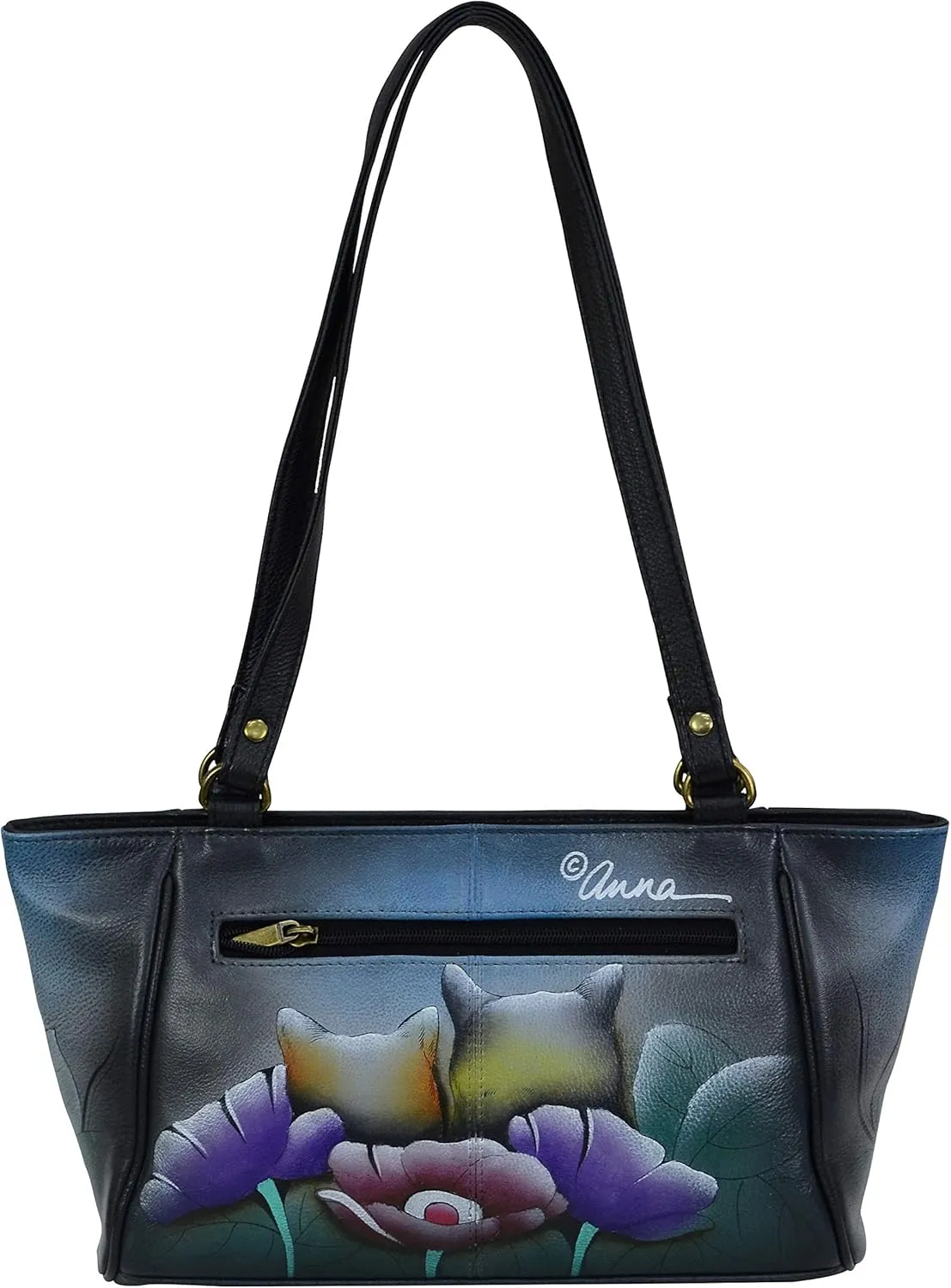 Anna by Anuschka Women's Leather Small Tote Handbag, Hand-Painted Original Artwork
