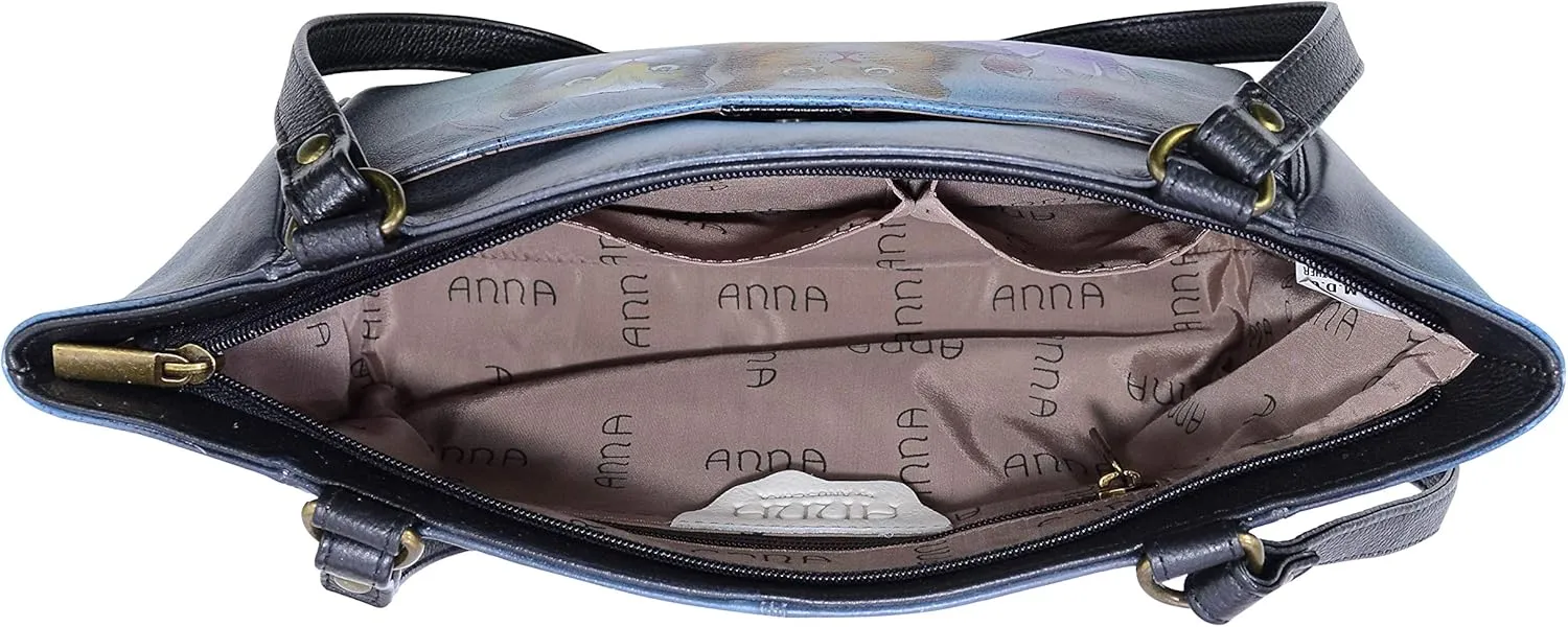 Anna by Anuschka Women's Leather Small Tote Handbag, Hand-Painted Original Artwork