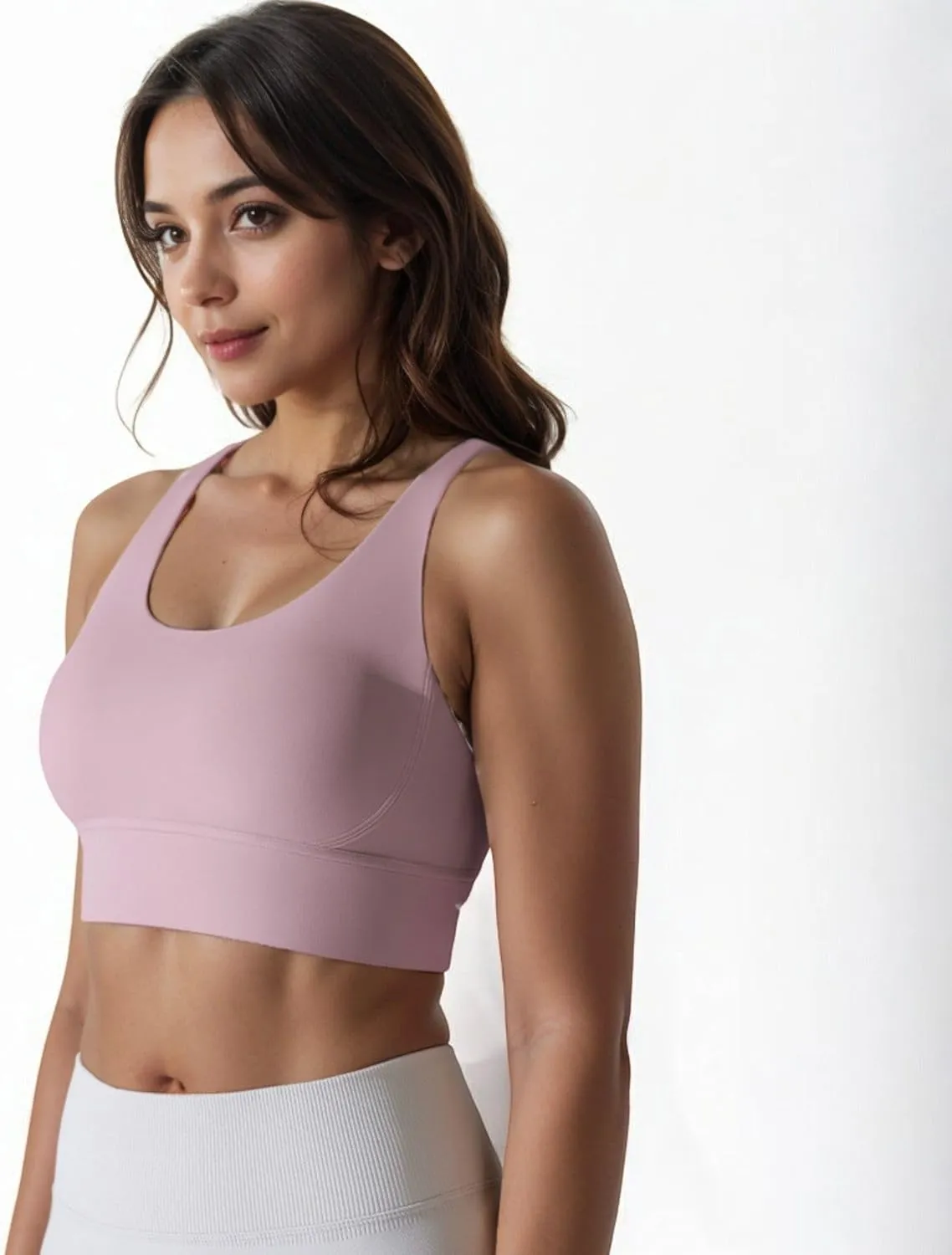 Anna-Kaci Women's Scoop Neck Stretchy Cropped Banded Criss Cross Back Sports Bra