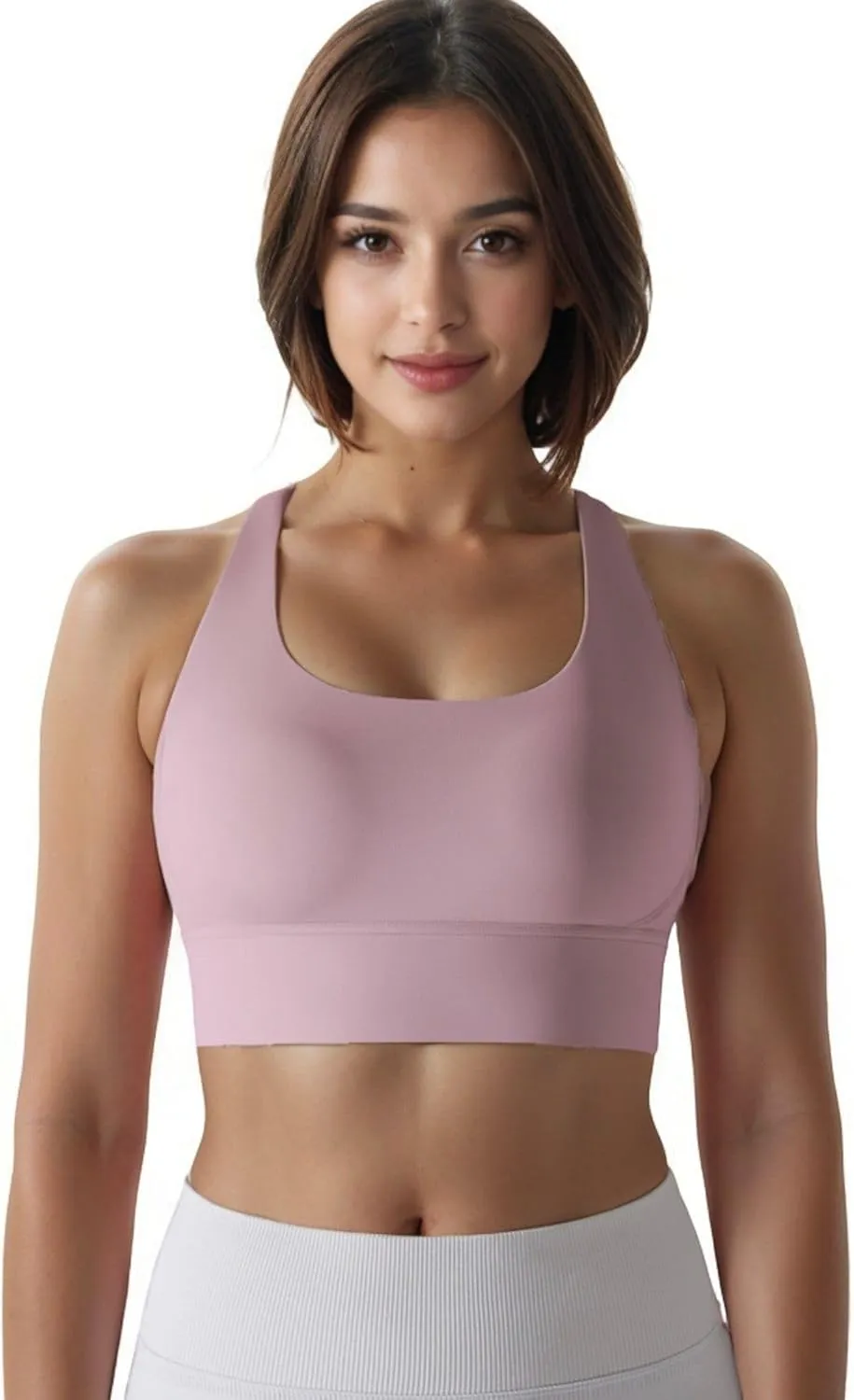 Anna-Kaci Women's Scoop Neck Stretchy Cropped Banded Criss Cross Back Sports Bra