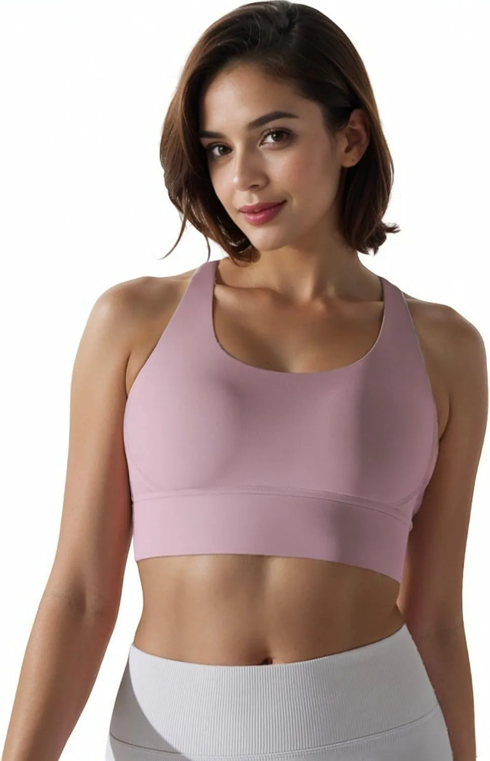 Anna-Kaci Women's Scoop Neck Stretchy Cropped Banded Criss Cross Back Sports Bra