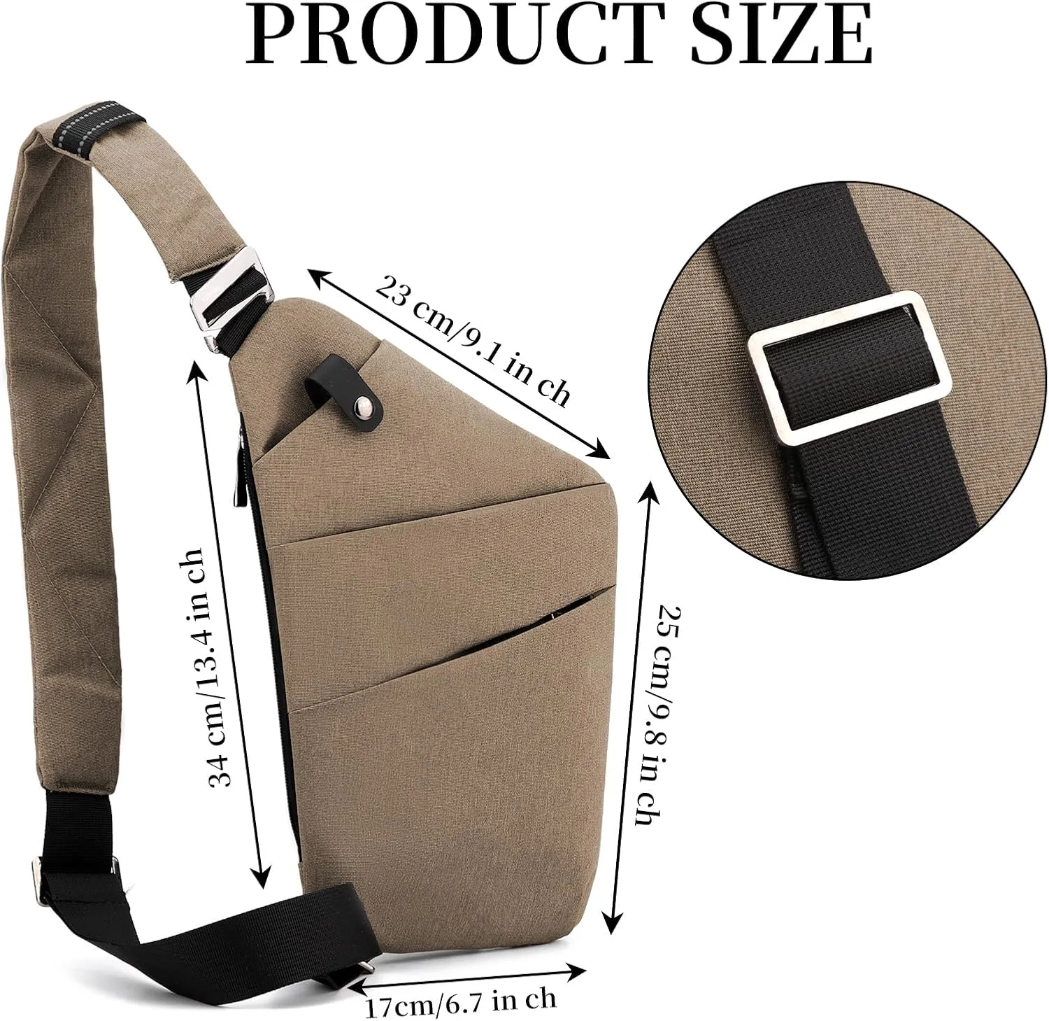 Anti Theft Crossbody Bag,Sling Bag for Women Men,Multi-pocket Chest Shoulder Bag for Travel, Sport, Work