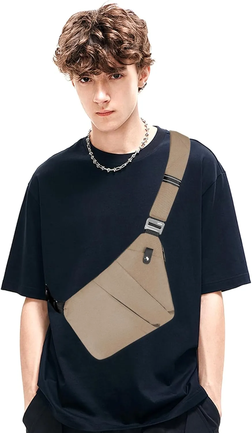 Anti Theft Crossbody Bag,Sling Bag for Women Men,Multi-pocket Chest Shoulder Bag for Travel, Sport, Work