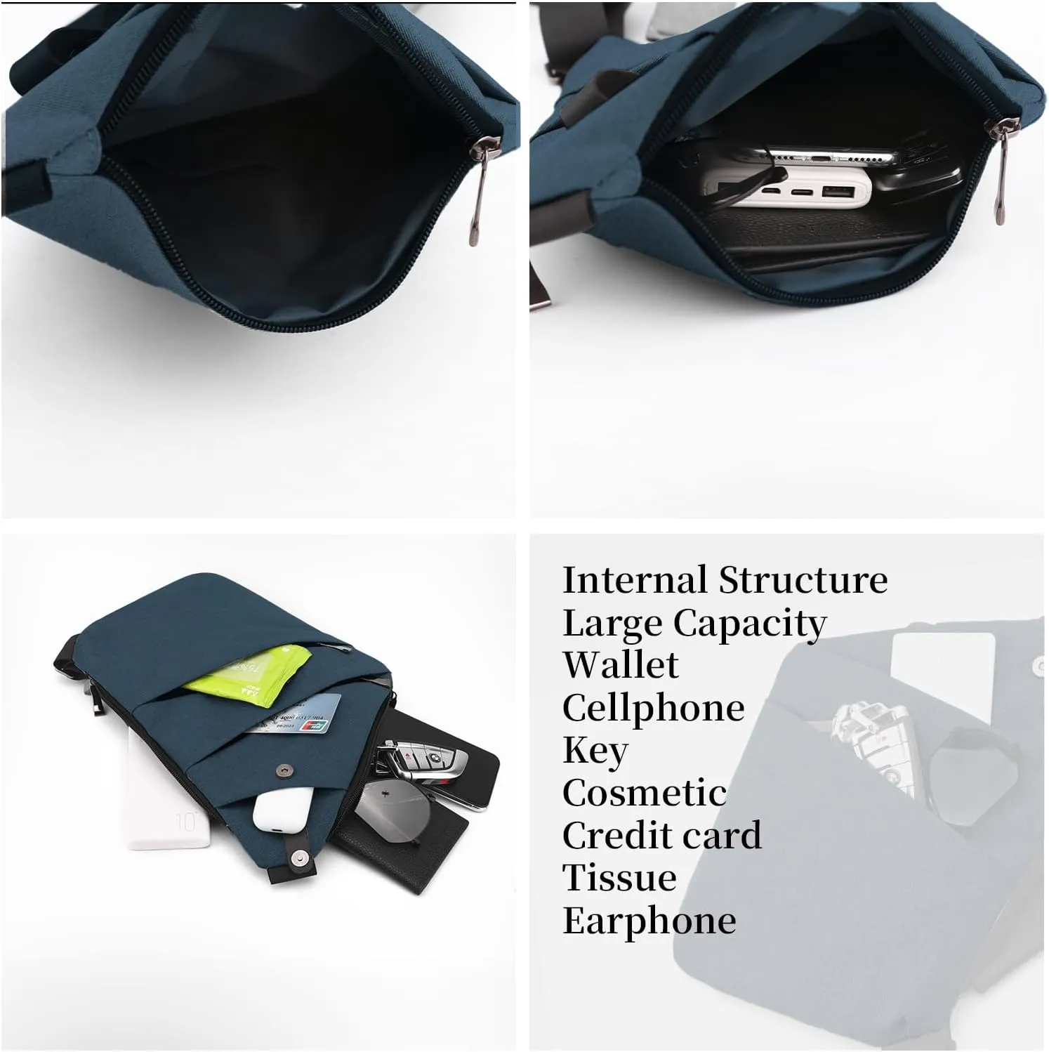 Anti Theft Crossbody Travel Bag - Multi-pocket Shoulder Bag with Adjustable Strap,Slim Sling Bag for Women Men