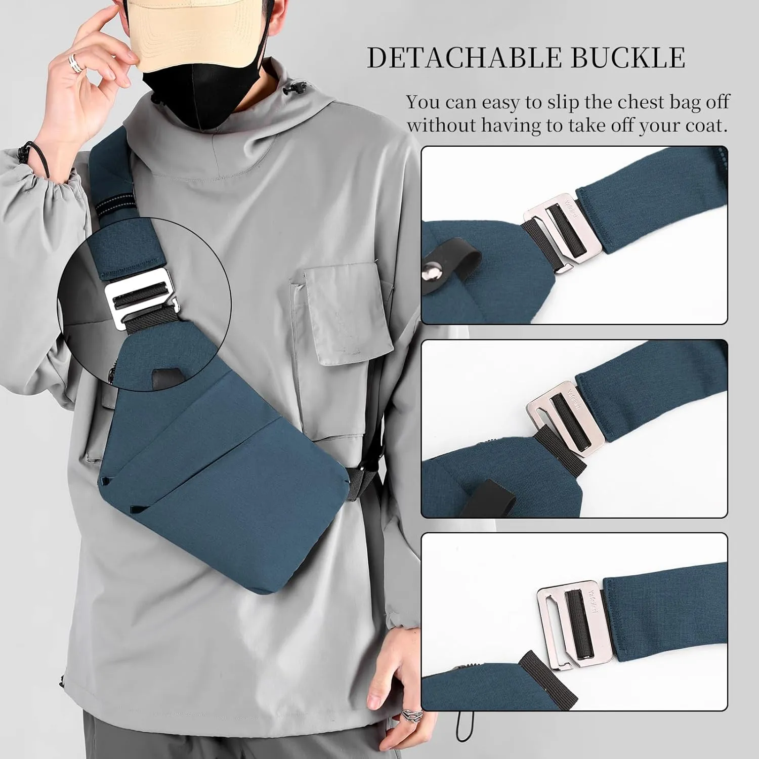 Anti Theft Crossbody Travel Bag - Multi-pocket Shoulder Bag with Adjustable Strap,Slim Sling Bag for Women Men