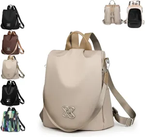 Anti-Theft Large Capacity Backpack for Women, Waterproof Oxford Crossbody Bag with Adjustable Strap for Travel Use (Beige)
