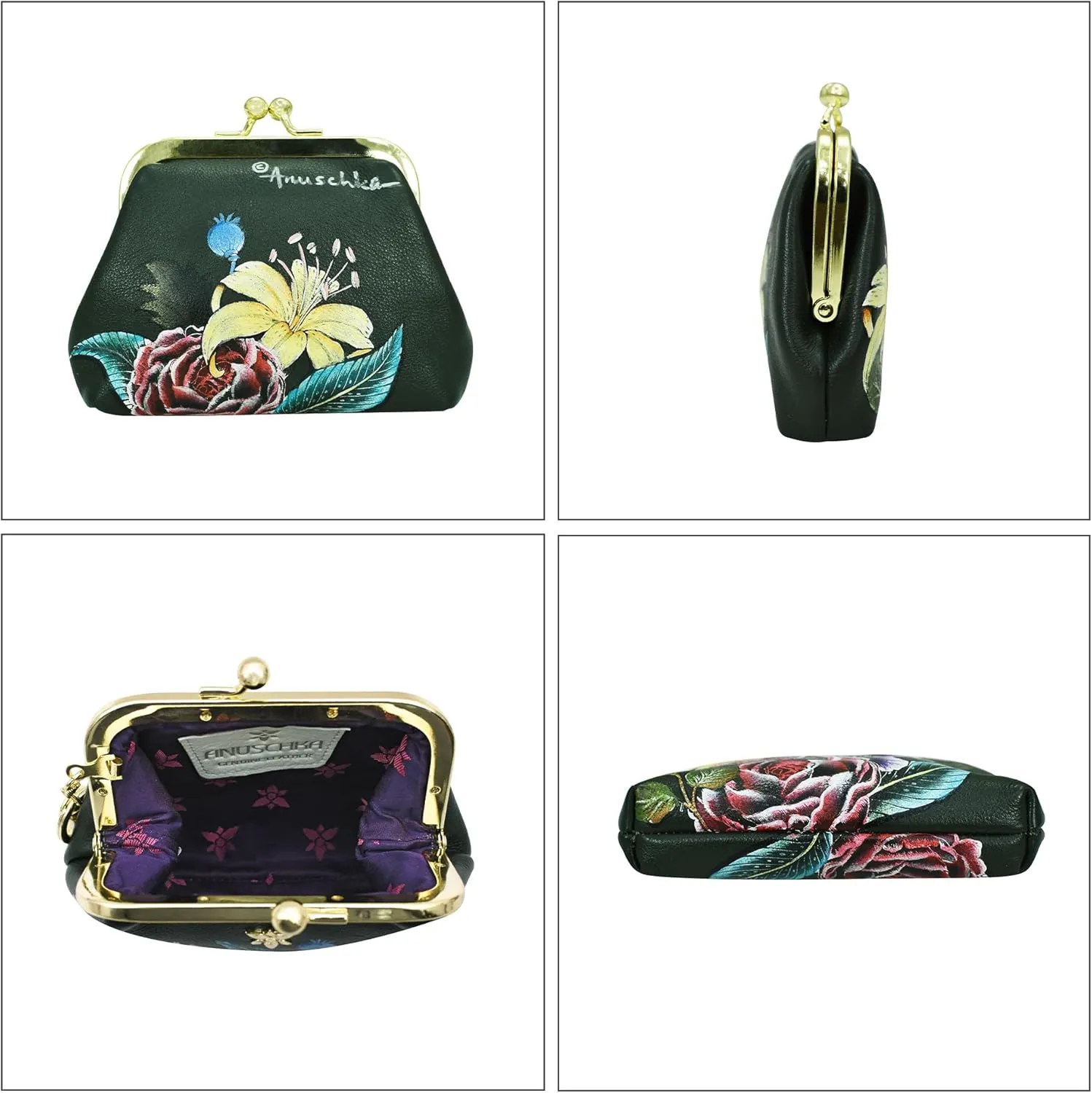 Anuschka Women’s Hand-Painted Genuine Leather Clasp Pouch with Key Fobs