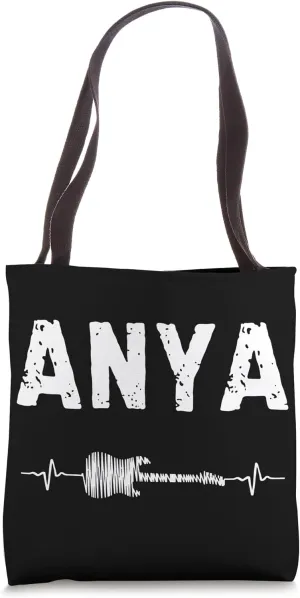 Anya Guitar Heartbeat Music Guitarist Retro Vintage Tote Bag