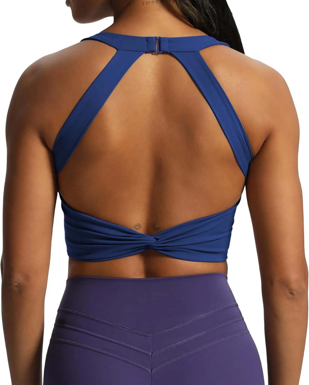 Aoxjox Women's Workout Sports Bras Twist Front Fitness Padded Training Gym Bra Yoga Crop Lola Tank Top