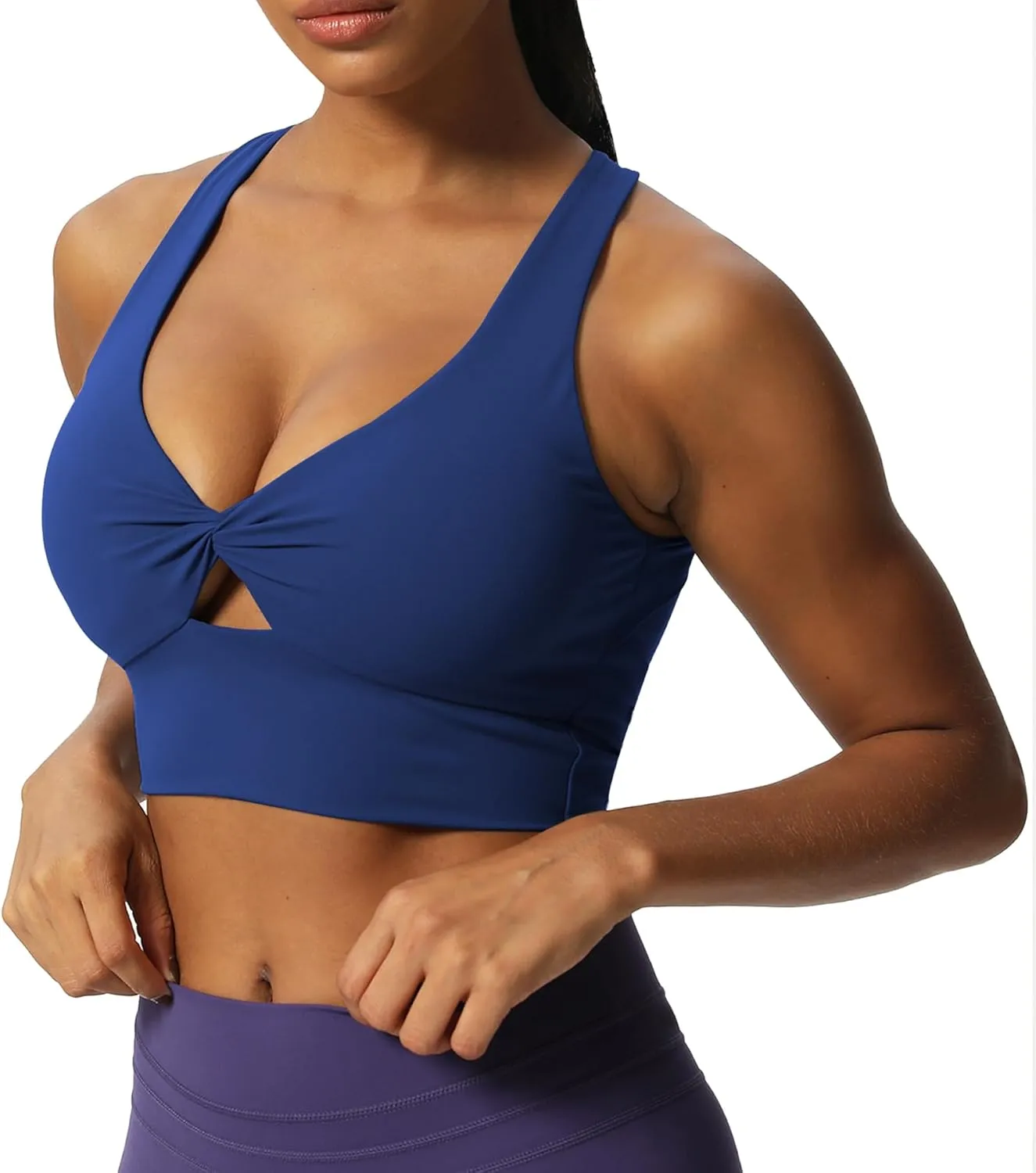 Aoxjox Women's Workout Sports Bras Twist Front Fitness Padded Training Gym Bra Yoga Crop Lola Tank Top