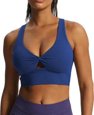 Aoxjox Women's Workout Sports Bras Twist Front Fitness Padded Training Gym Bra Yoga Crop Lola Tank Top