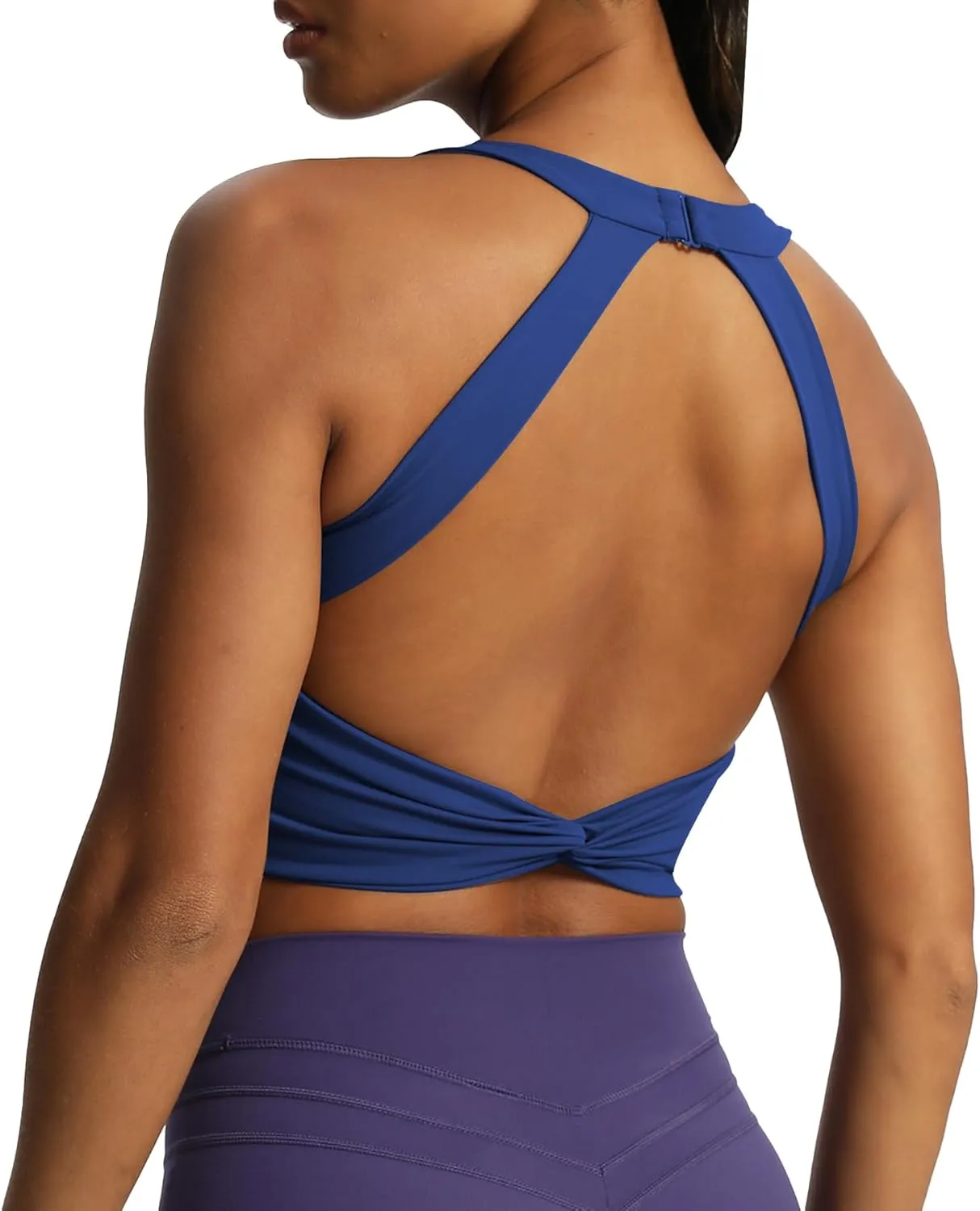 Aoxjox Women's Workout Sports Bras Twist Front Fitness Padded Training Gym Bra Yoga Crop Lola Tank Top