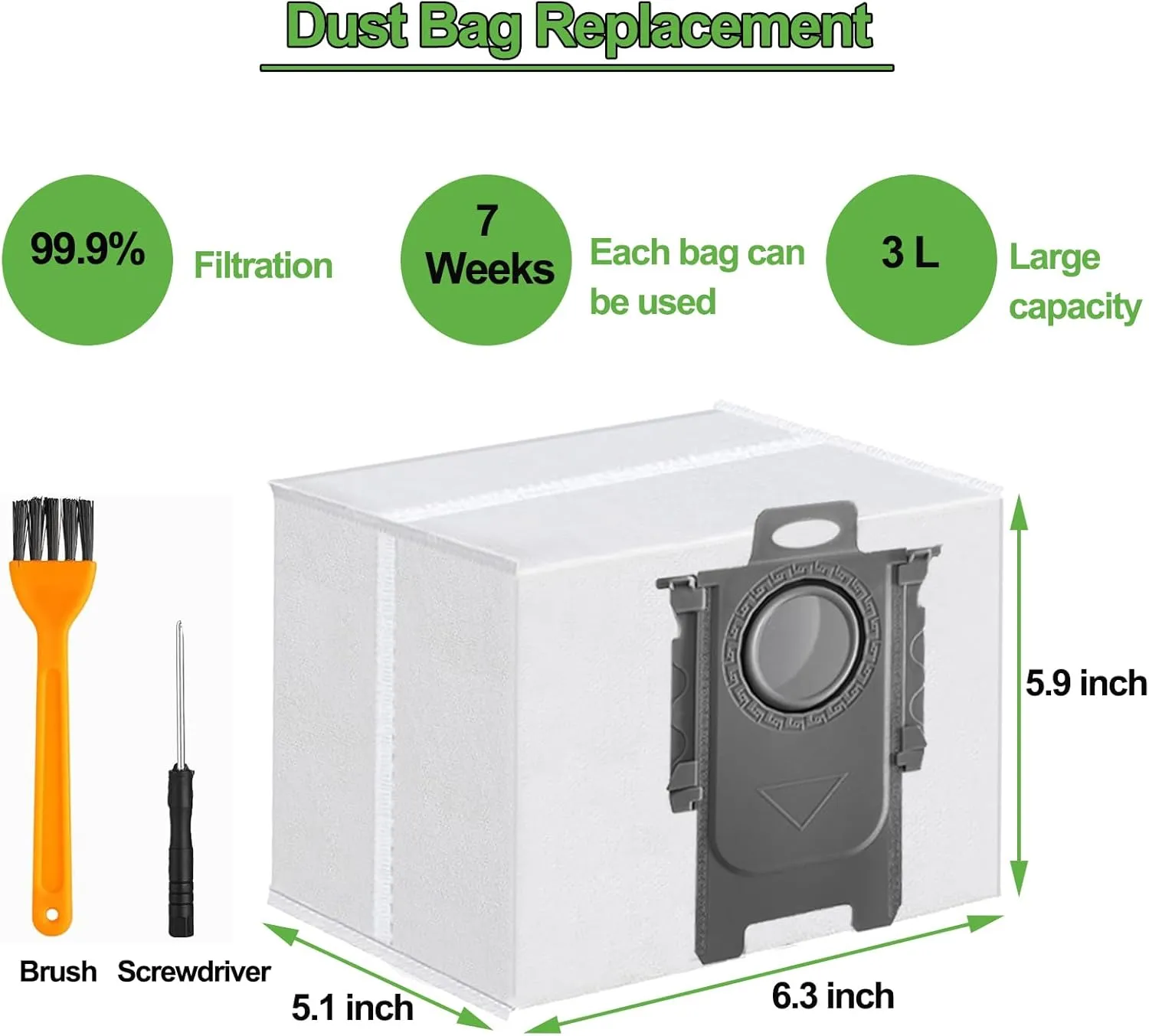 ApexOne 18 Packs Vacuum Dust Bags for Roborock S8 Pro Ultra/ S8 / S7 Max Ultra/ S7 MaxV Ultra/ Q5 / Q7 / Q7 Max / Q5 Pro / Q8 Max  Clean Base Automatic Dirt Disposal Cleaners, 3L Large Capacity