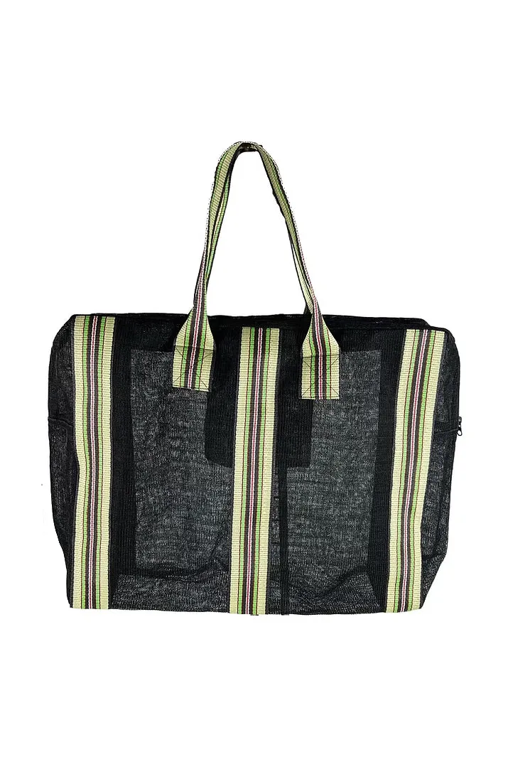 Apple Green Duck Zipped Large Mesh Bag