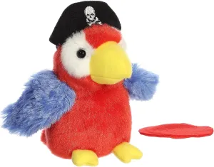 Aurora® Adorable Shoulderkins™ Swashbuckler Parrot™ Stuffed Animal - Adorable Buddy That Can Go Everywhere with You - Perfect for Kids 3  Years and Costumes - Red 5 Inches