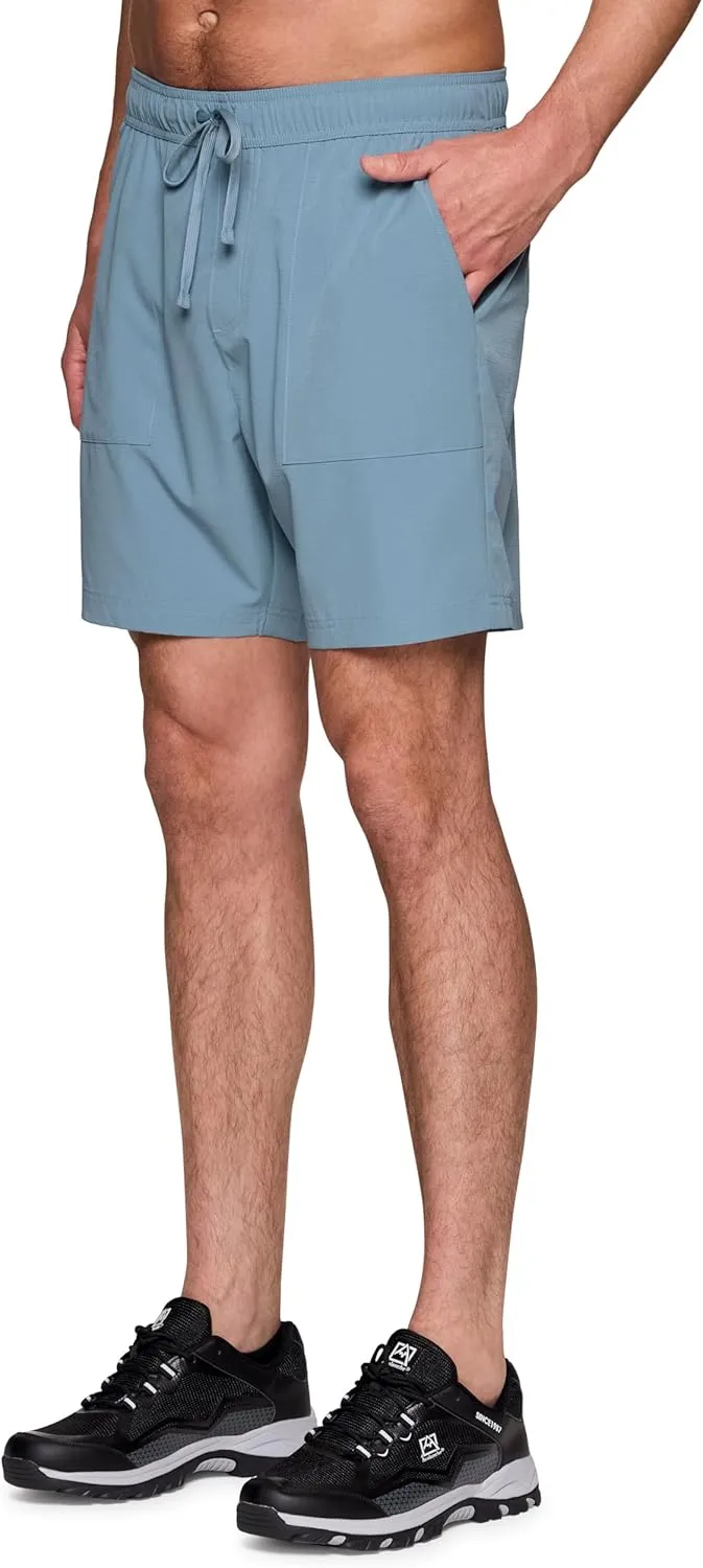 Avalanche Men's Hiking Short 7" Lightweight Woven Shorts with Pockets Elastic Waist Breathable Quick Dry Shorts for Workouts