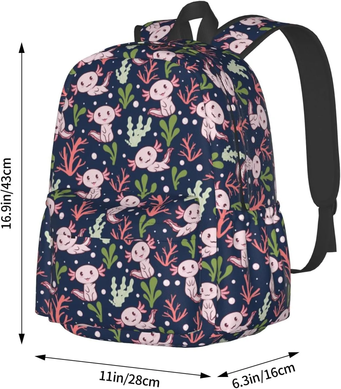 Axolotl Backpack Adjustable Strap Shoulder Bag Laptop Backpack Casual Daypack School Bag for Student Boy Girl