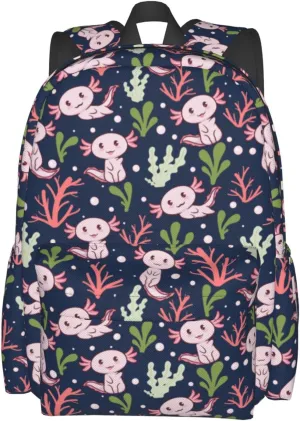 Axolotl Backpack Adjustable Strap Shoulder Bag Laptop Backpack Casual Daypack School Bag for Student Boy Girl