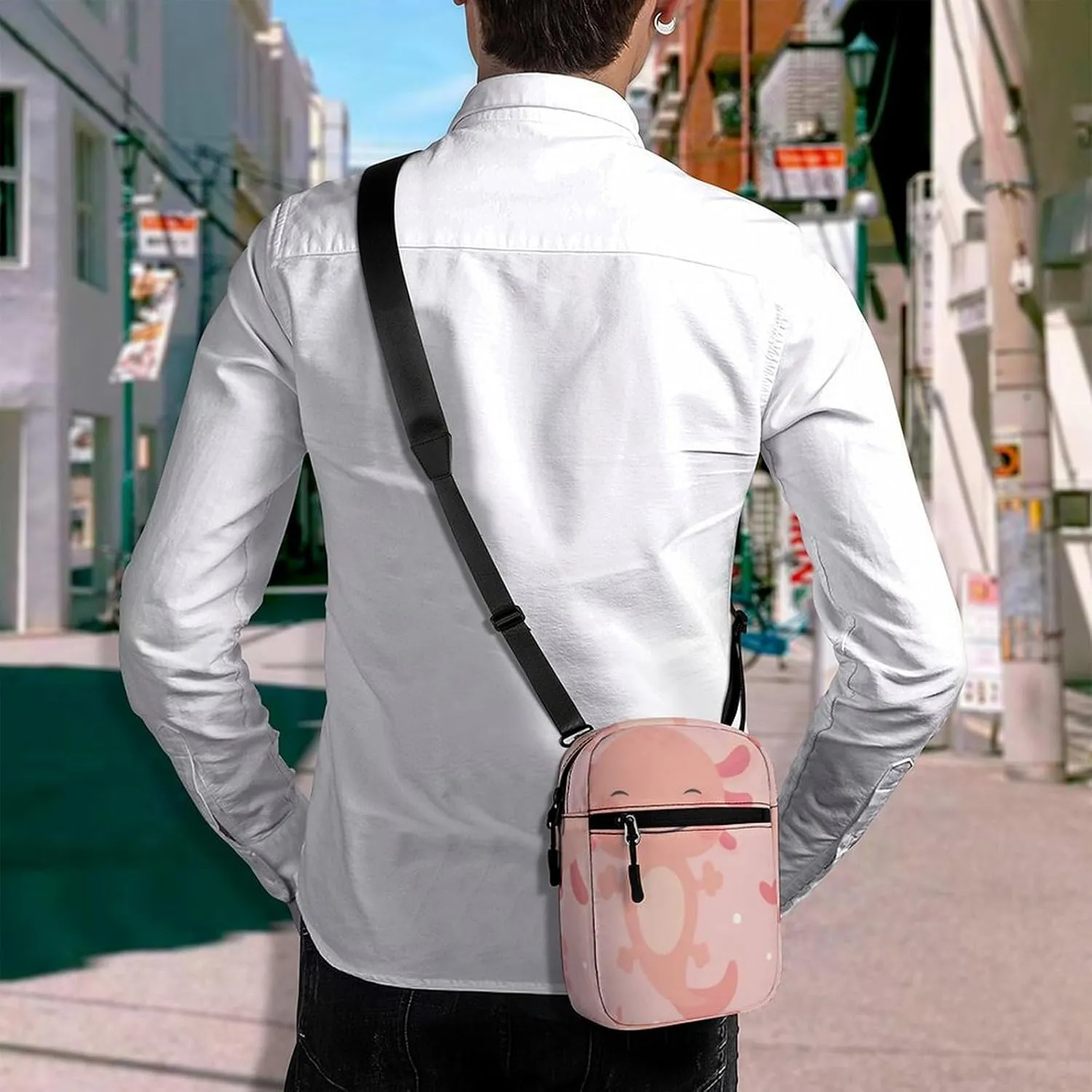 Axolotl Kawaii Detachable Shoulder Strap Small Shoulder Bag Unisex