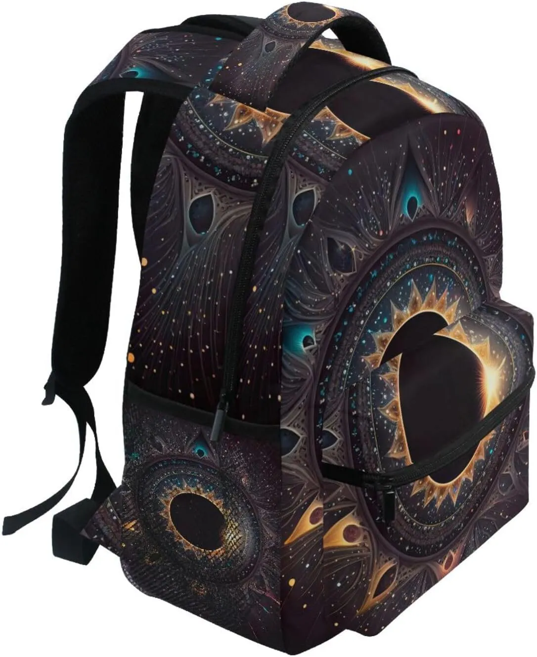 Backpack Abstact Solar Eclipse Night Daypack Shoulder Bag Book Bag Lightweight Back Pack 11.4 ×16 In