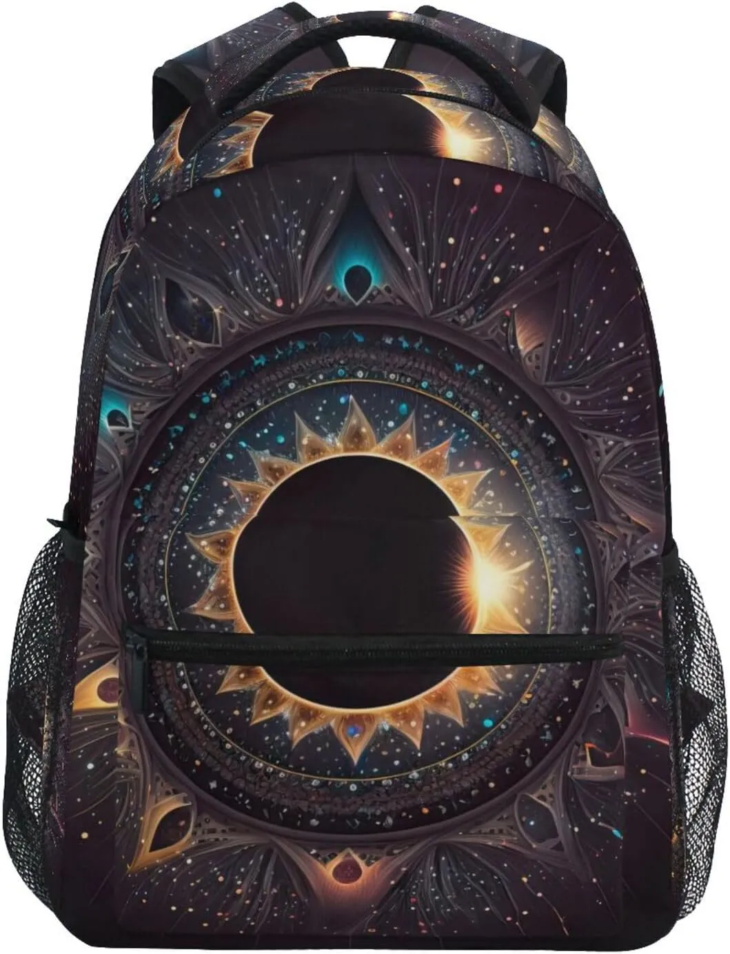 Backpack Abstact Solar Eclipse Night Daypack Shoulder Bag Book Bag Lightweight Back Pack 11.4 ×16 In