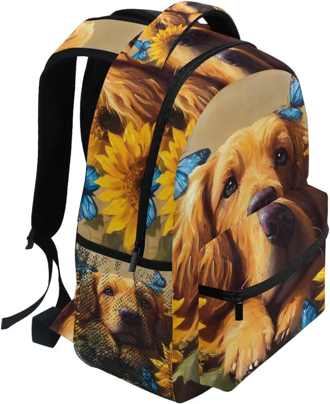 Backpack Bloodhound Dog Sunflower for Women Men Laptop Travel Backpack Book Bag 12” x 16.9”