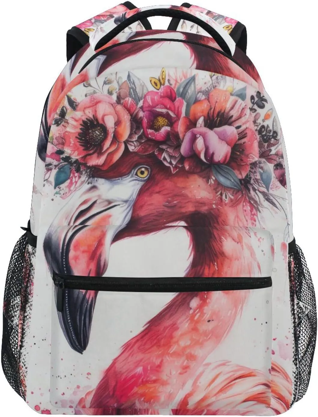 Backpack Garland Colorful Flamingo Daypack Shoulder Bag Book Bag Lightweight Back Pack with Reflective Strip Travel Laptop Daypack 12 ×16.9 In