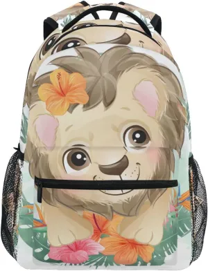 Backpack Lion Floral Butterfly Garland Daypack Shoulder Bag Book Bag Lightweight Back Pack 11.4 ×16 In