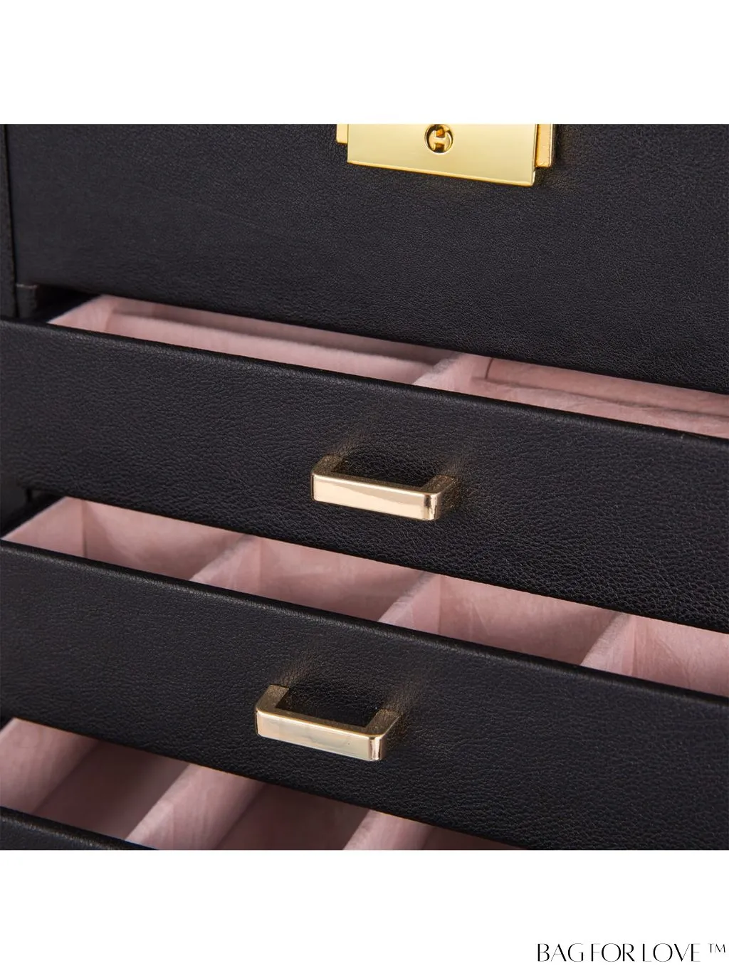 BagForLove - 5-Layer European Style Jewelry Storage Case with Mirror - Ideal for Womens Accessories - Black