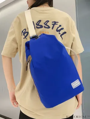 BagForLove - Blue Unisex Shoulder Bag: Simplistic Design, Zipper Closure, Multiple Pockets, Ample Capacity