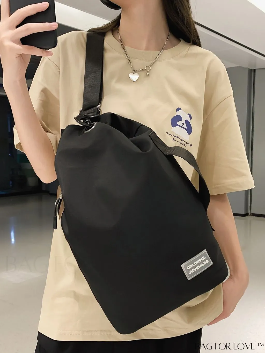 BagForLove - Blue Unisex Shoulder Bag: Simplistic Design, Zipper Closure, Multiple Pockets, Ample Capacity