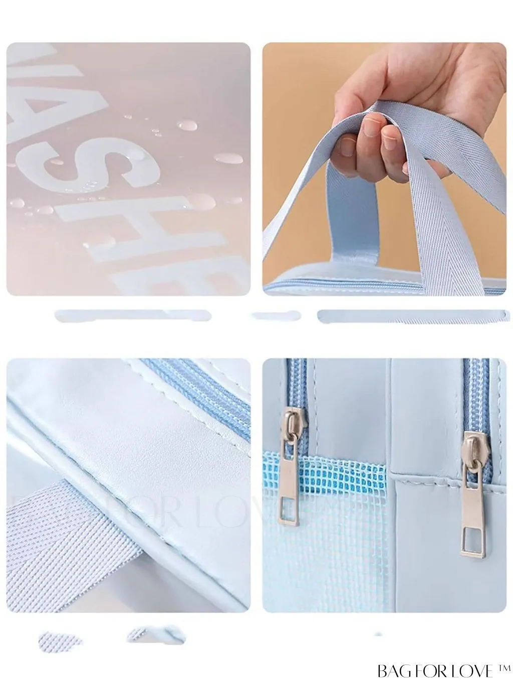 BagForLove - Double Layer PU Toiletry Bag with Stylish Letter Graphic Design